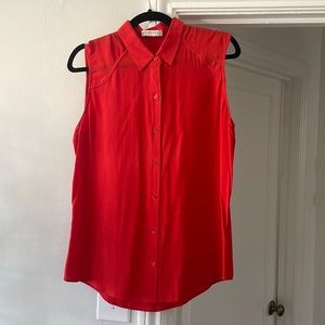 Everlane Red Silk Sleeveless Button Down - Size 8